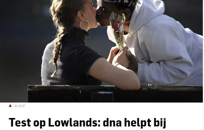 DNA test op lowlands beeld uit De Stentor van 13-2-2018